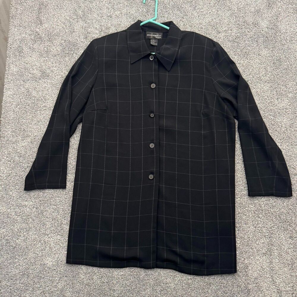 Requirements Top Women 16W Plus Size Windowpane Check Y2K Vintage Office Preppy